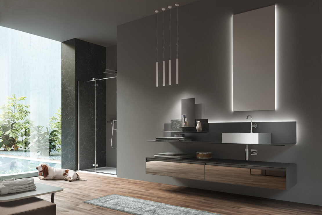 lampada a sospensione tubolare per il bagno