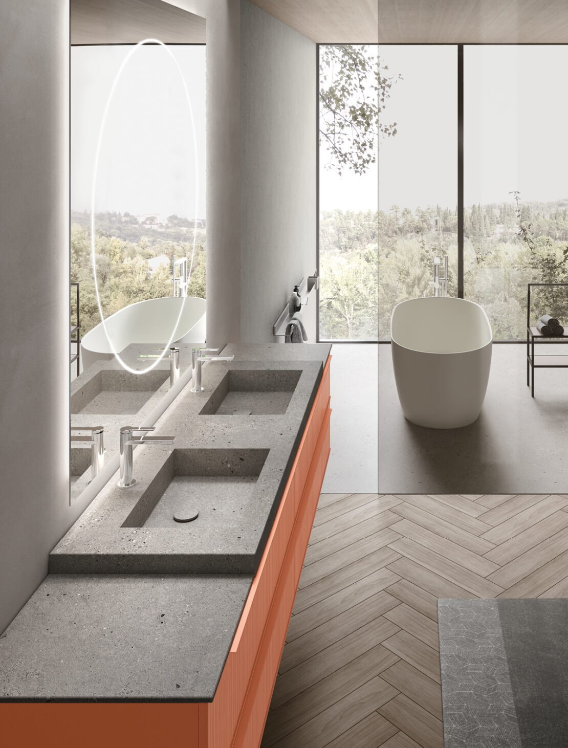 mobile bagno sospeso con doppio lavabo