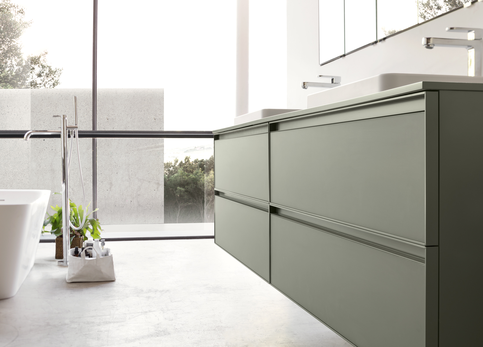 arredo bagno moderno colore verde