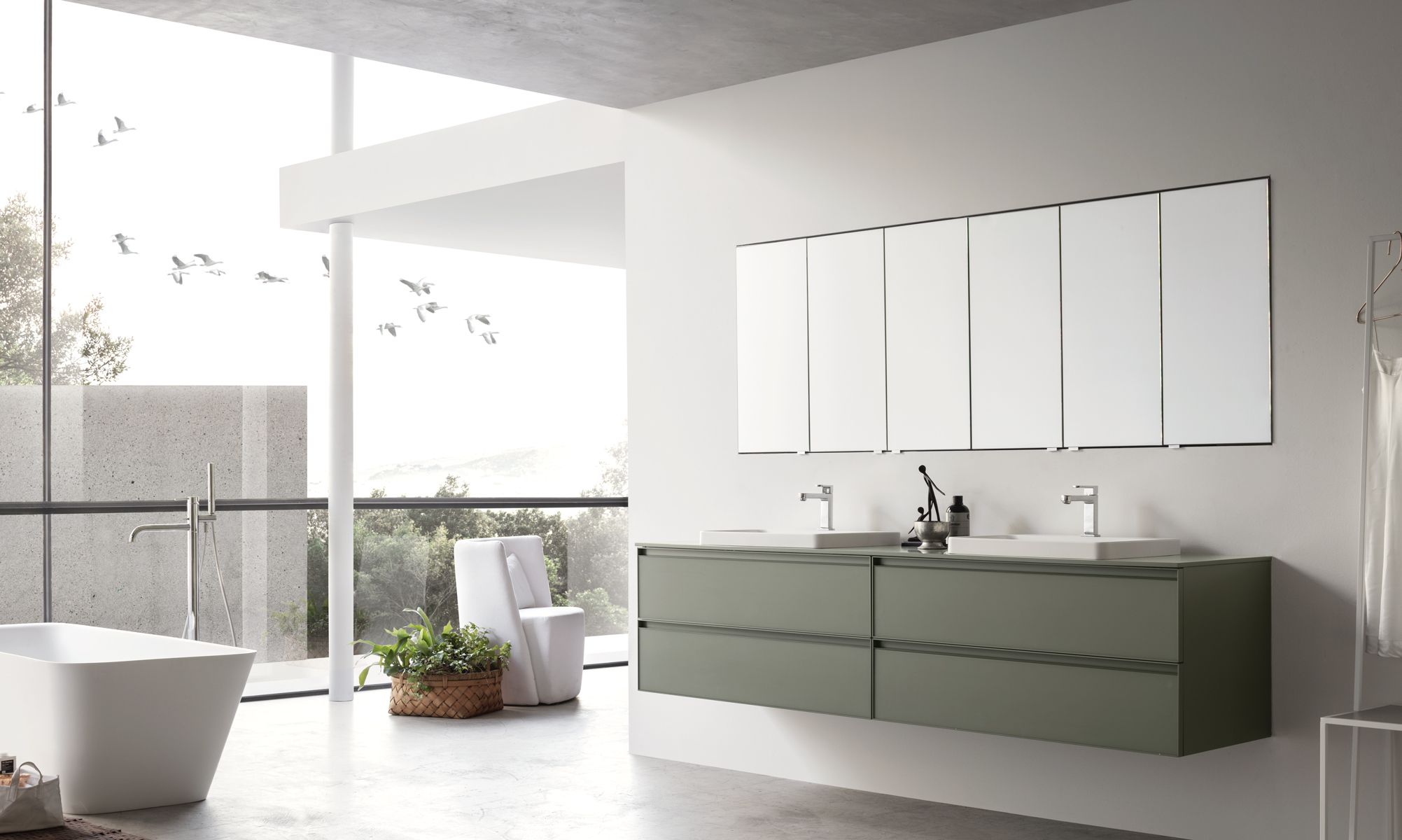 arredo bagno moderno in vetro laccato 