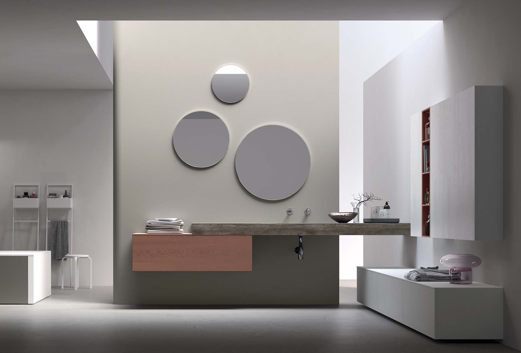 composizione specchi tondi bagno