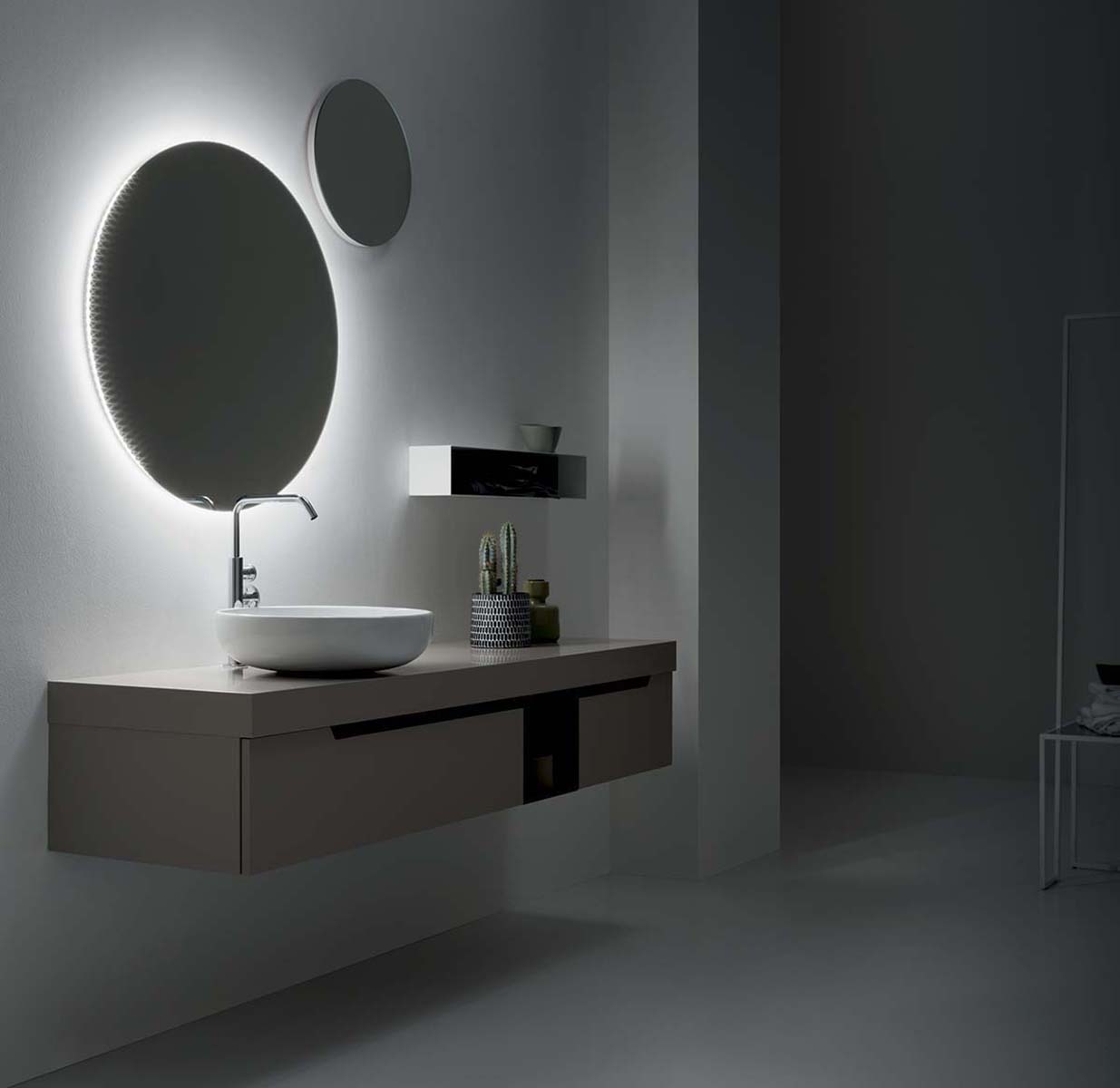 THEKLA Specchio Rotondo Da Bagno Con Luci LED - Diametro 50,8 Cm - 3 Colori Regolabili (Caldo, Naturale, Freddo) - Dimmerabile, Antiappannamento, Con Cristalli - 2