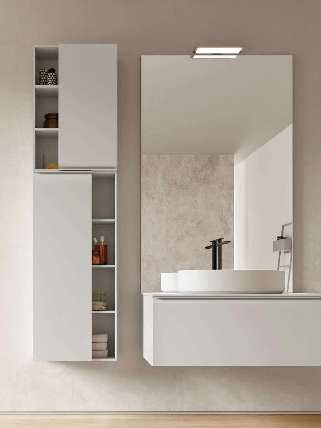 specchio rettangolare con luce