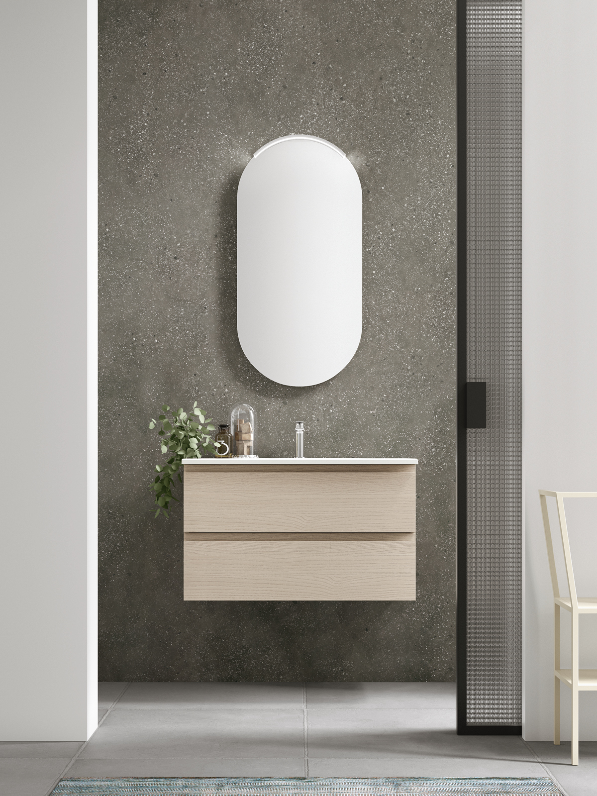 Idee per arredare l’antibagno con mobile lavabo sospeso piccolo